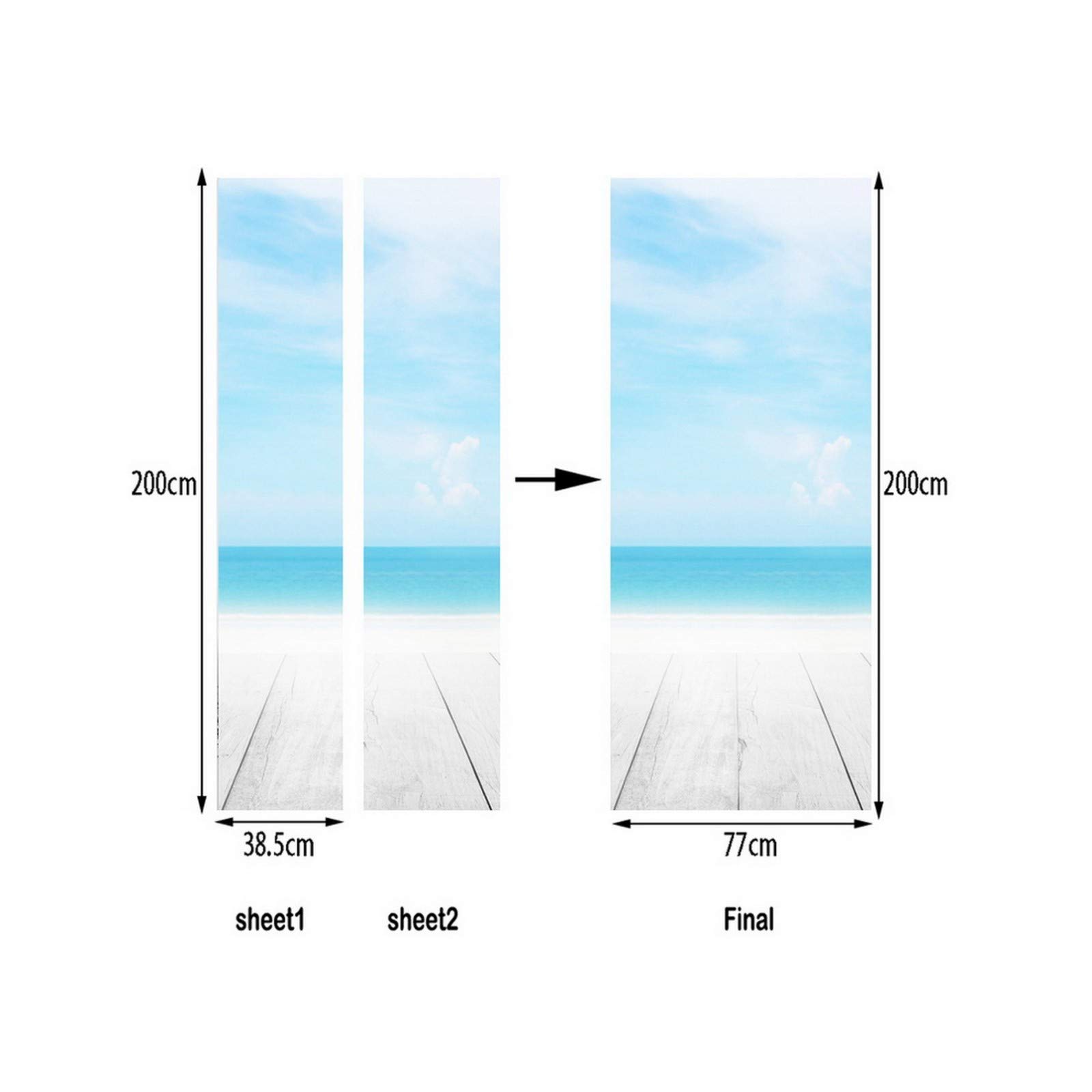 Door Stickers A.Monamour 3D - Nautical Blue Wood Plank Vinyl Decal ...