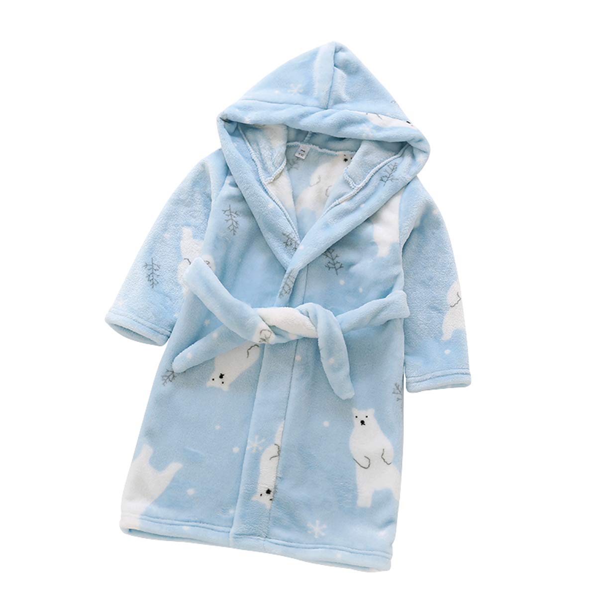 Kids Bathrobe Boys Girls Plush Robe Toddler Hoodie Fleece Robe Sleepwear Pajamas (Blue, 7-8T)