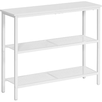 HOOBRO EWW73XG01 Narrow Console Table Side Table with 2 Shelves Sofa Table Hallway Entrance Living Room Bedroom and Office White