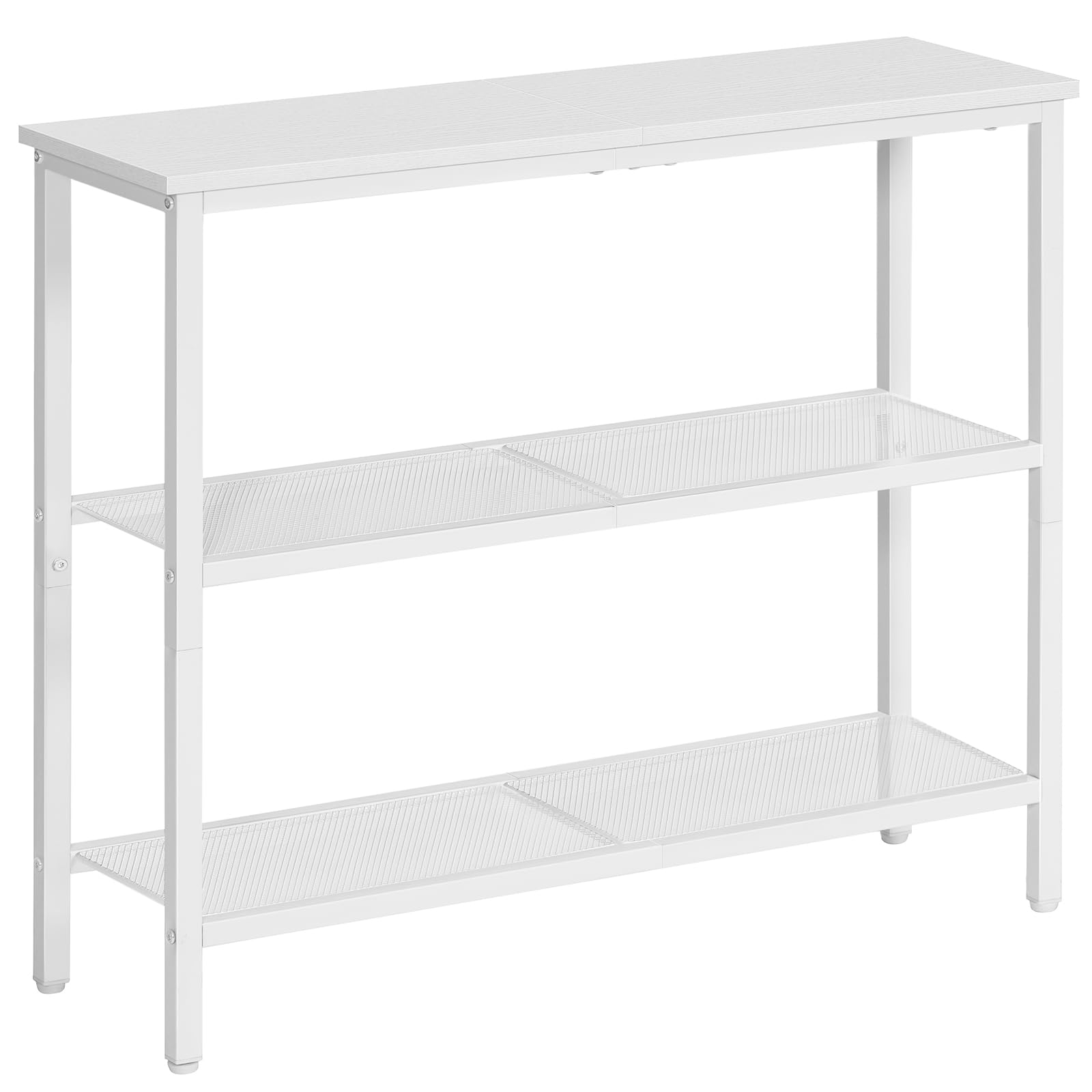 HOOBRO Schmaler Konsolentisch, Beistelltisch mit 2 Ablagen, Sofatisch, Flur, Eingang, Wohnzimmer, Schlafzimmer und Büro, Weiß EWW73XG01