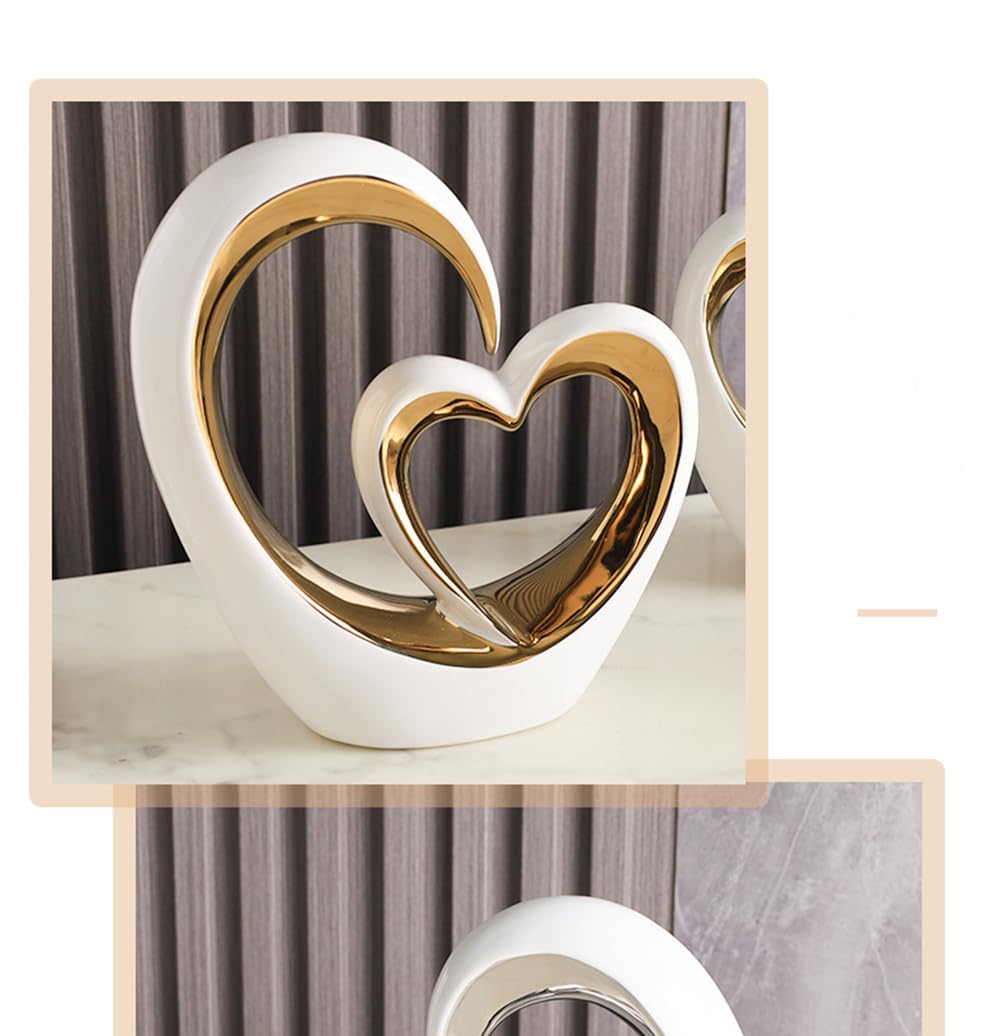 JXCBXJ Heart ceramic statue,Home Decoration Art Statue,Modern Abstract Art Ceramic Statue,for Dining Room Living Room Office Tv Stand Centerpiece - Image 3