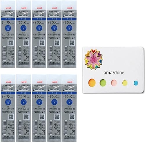 amazdone uni Jetstream EDGE - Recambios de bolígrafo a base de aceite de 0.011 in (SXR-203-28 azul) paquete de 10 notas adhesivas