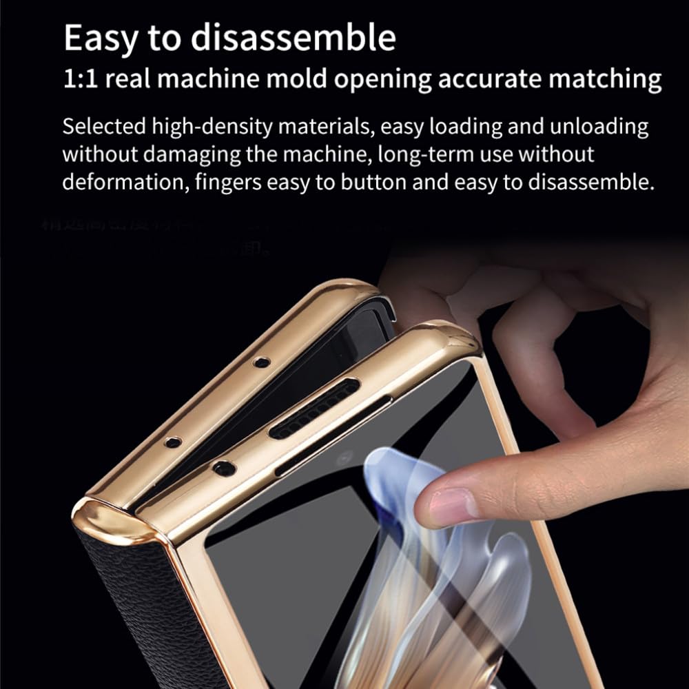 Custodia per telefono in vera pelle per Samsung Galaxy Z Fold5 Fold 5 4 3 Fold4 ZFold5 ZFold3 Cover posteriore con pellicola a specchio in vetro temperato, per Galaxy Z Fold4,4