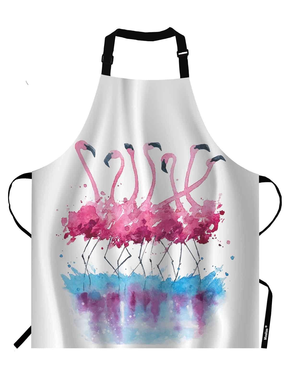 ATOurDealss Pink Blue Flamingo Apron,Watercolor Bird Wildlife Flamingos in Water Apron,Adjustable Neck Bib Apron for Men Women,Suitable for Kitchen Cooking Waitress Chef Apron