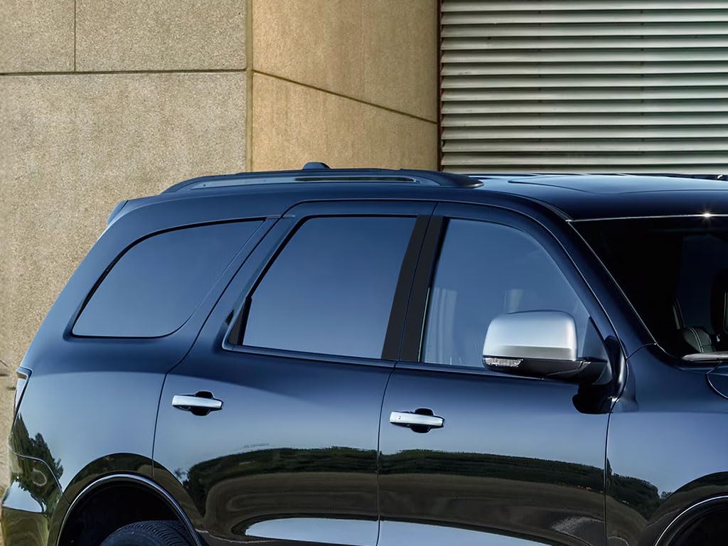 Rvinyl Pillar Post Pre Cut Window Trim Kits in Gloss Black Compatible with Dodge Durango 2011-2023 - Adhesive Backs