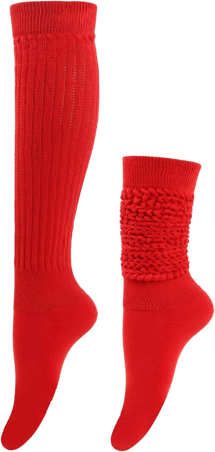 Benefeet SoxWomens Girls Slouch Socks Scrunch Socks Long Knit Stacked Socks Funny 80s 90s Socks Solid Knee High Boot Socks