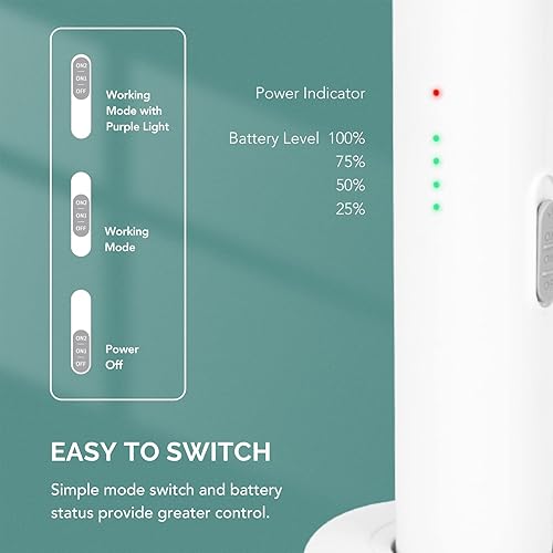 Miniatura 6 de ZAPGEAR Matamoscas eléctrico recargable por USB, 1200 mAh con base de carga, lámpara de noche para el hogar, exterminador de mosquitos de 3000