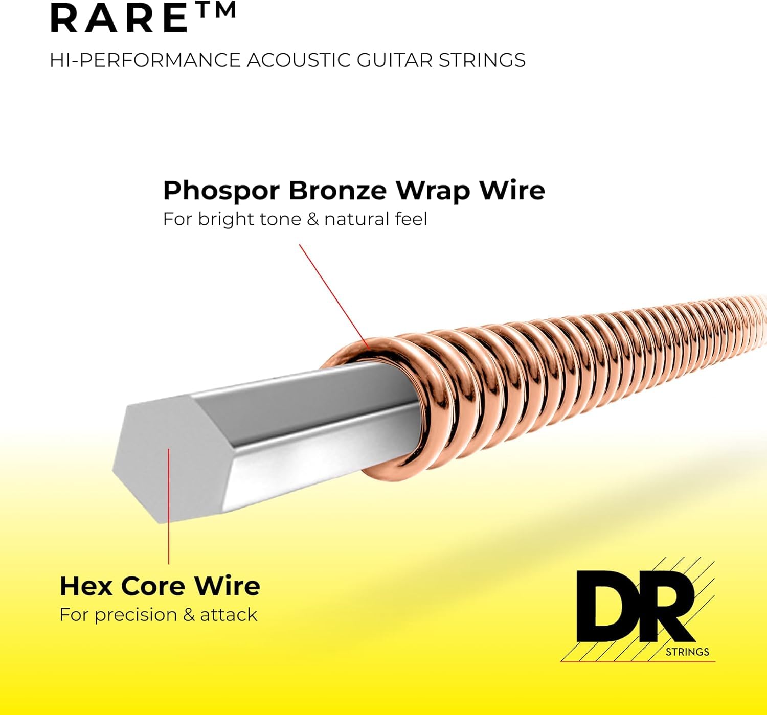 DR Rare - Corde per chitarra acustica, confezione da 3 pezzi, Custom Light 11-50
