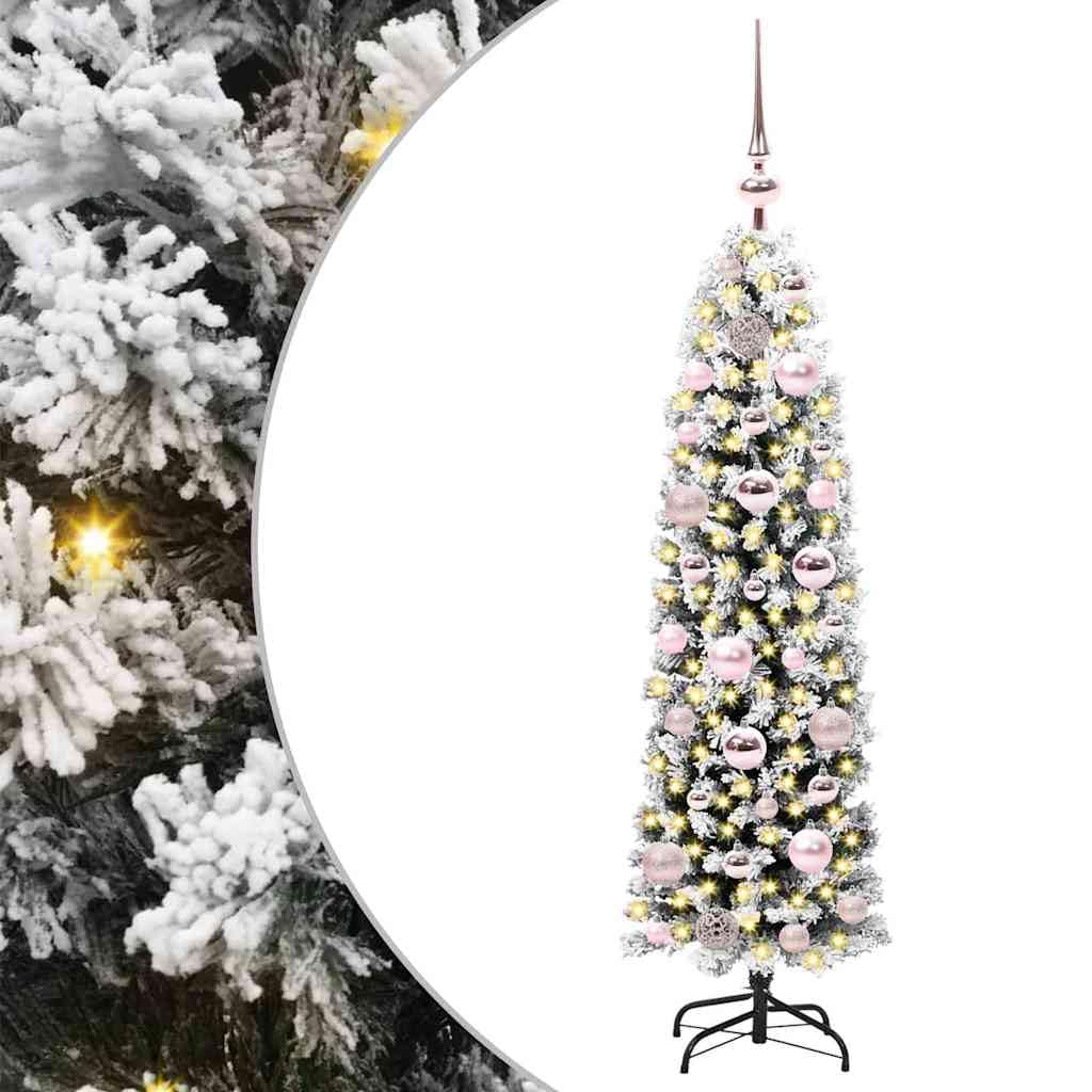 Albero di Natale artificiale, 120 cm, verde, con 150 LED bianco caldo, supporto robusto, alimentato tramite USB, per interni ed esterni protetti, decorazione per feste