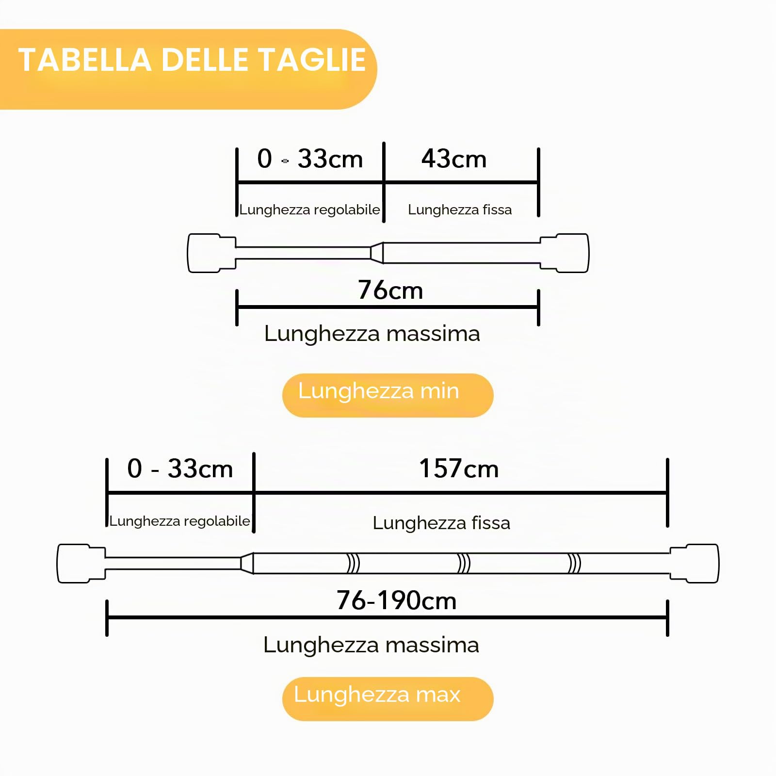 BellaHills 1 Pezzi Bastone Tenda Estensibile, 76-190cm Bastoni per Tende con Staffe in Diametro 25mm, impermeabile e antiruggine, Aste per Tende Set per Camera da Letto, Soggiorno, Cucina, Bianco
