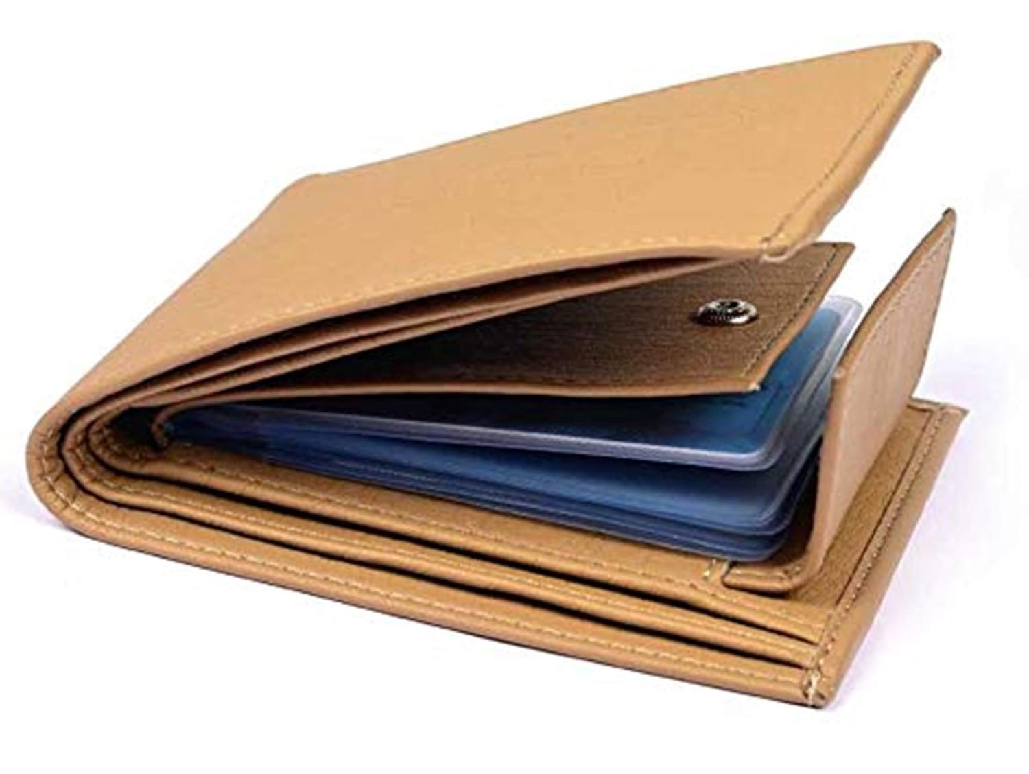 Men's Bifold Wallet, Faux Leather, with Card Slots (Beige)-picture-42