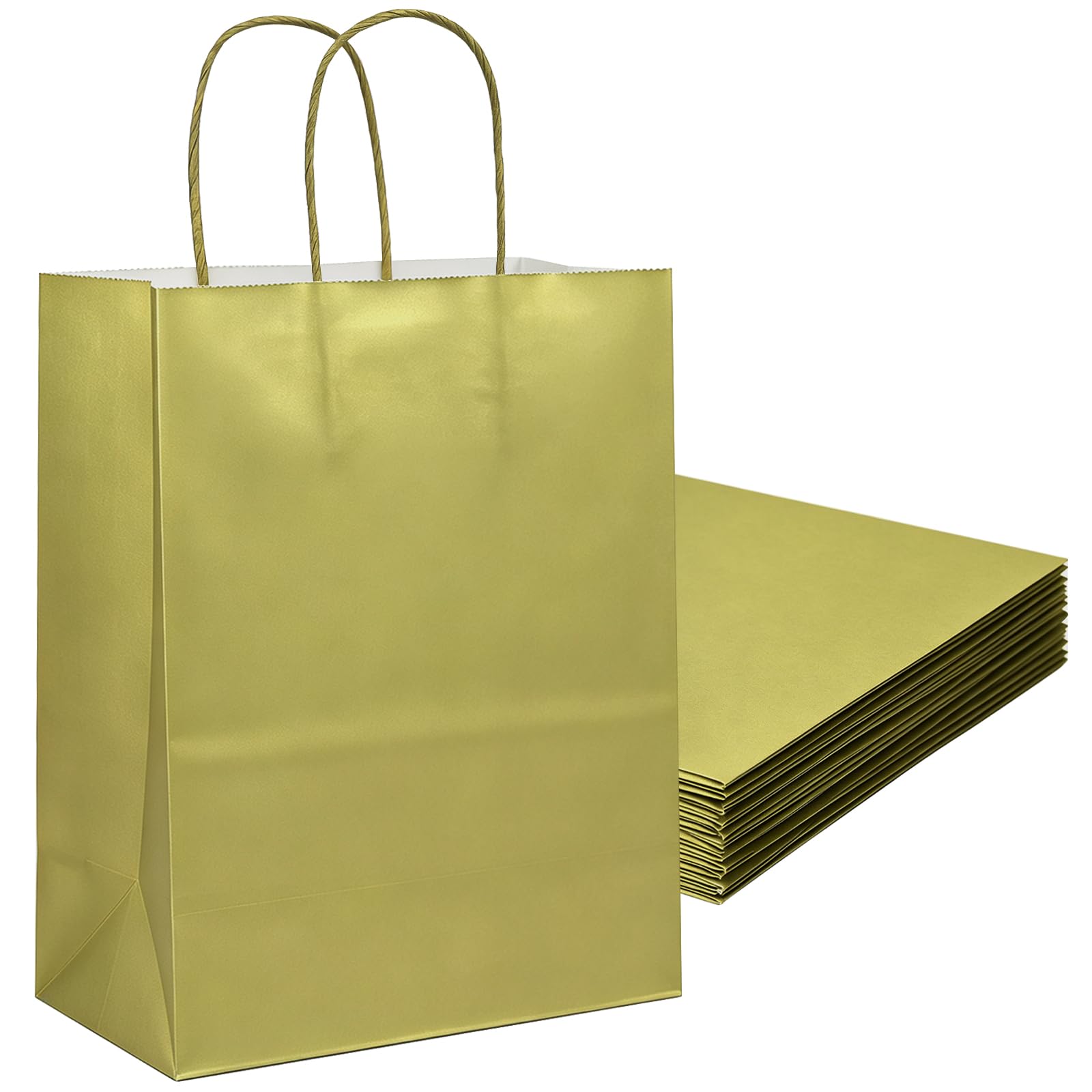 16 Pack Vintage Gold Medium Paper Gift Bags With Handles 22x11x27cm