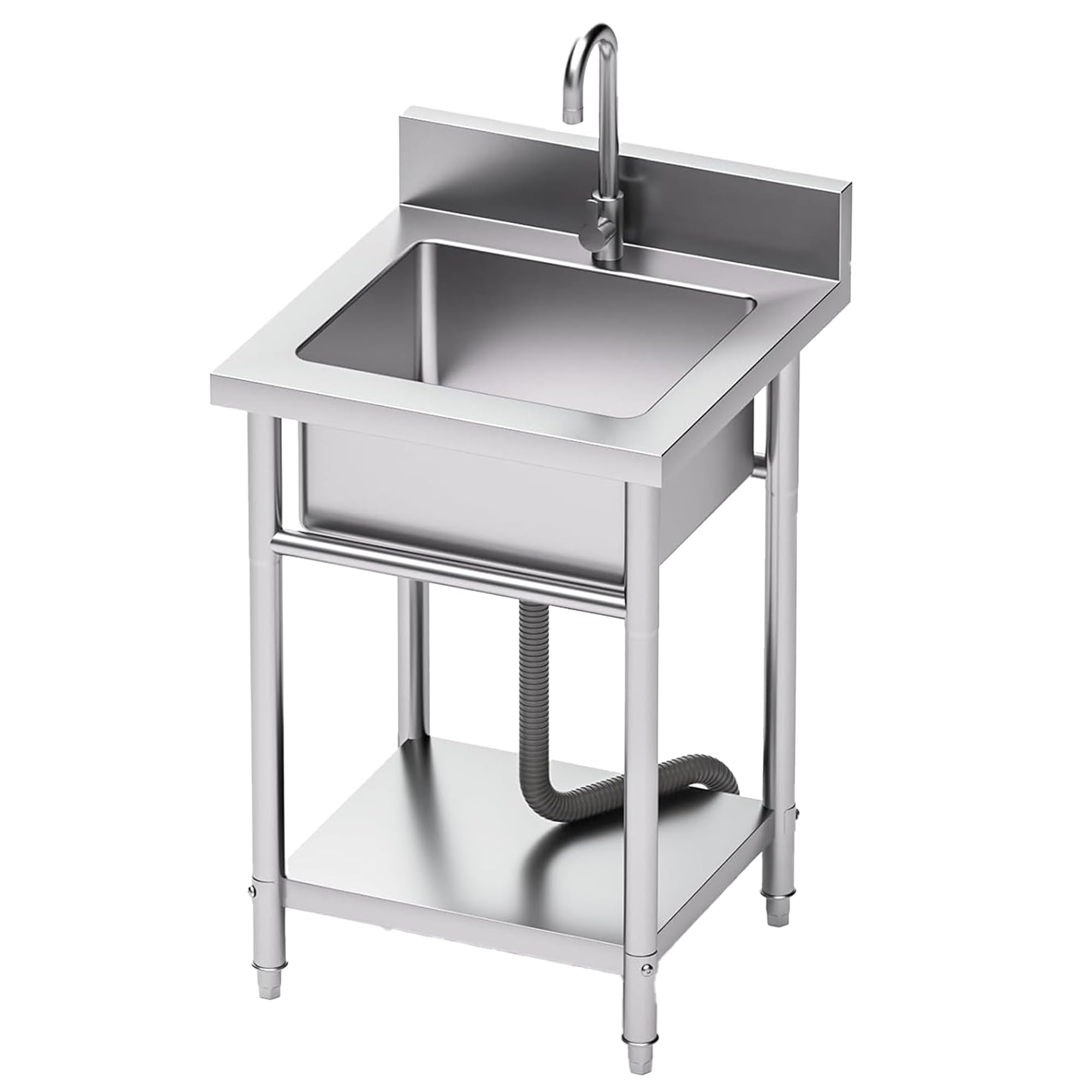 20" Stainless Steel Utility Sink,Hot and Cold Water Mixer Tap With 360° Rotation,Suitable For Kitchens, Bathrooms, Farmhouses, Outdoor areas, and other Locations Where Water is Needed.