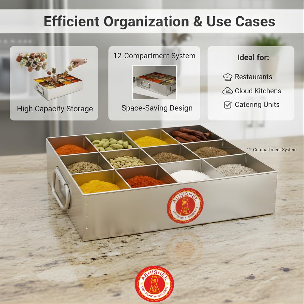 Stainless Steel Masala Dabba - 12 Compartments -5