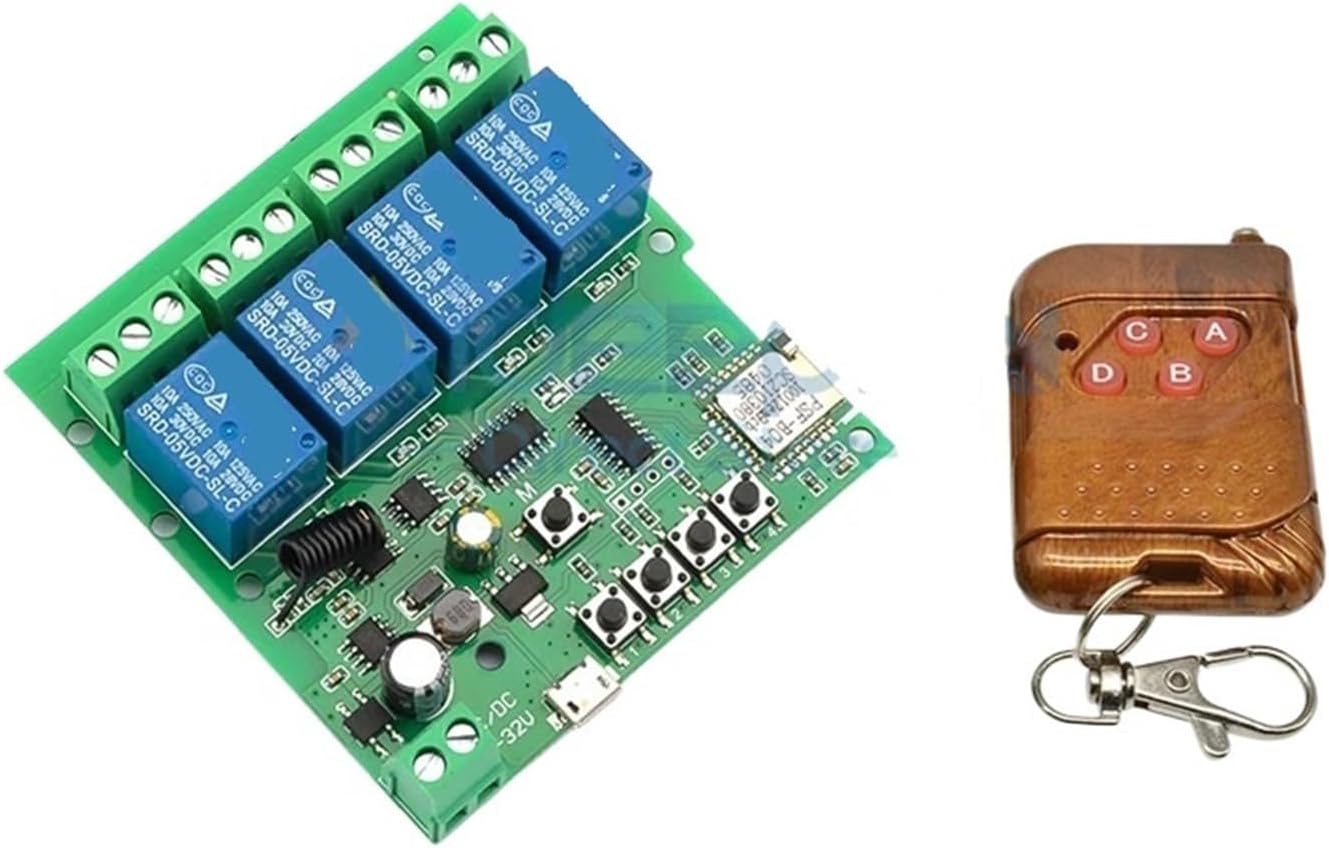 5V-32V 220V eWelink 4-Channel Smart WiFi Relay Switch Module 433Mhz Wireless Remote Control Switch self-Locking Smart Home (Color : 5-32V and 433 Remote)