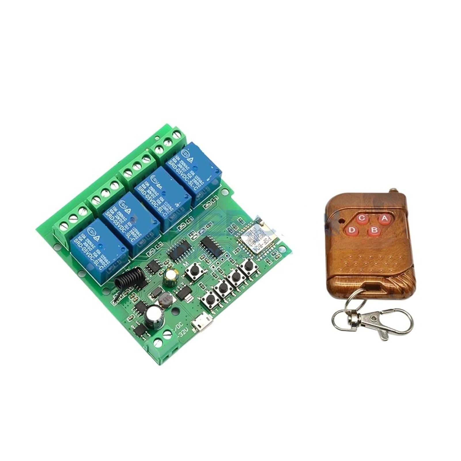 5 V-32 V 220 V eWelink modulo interruttore relè WiFi intelligente a 4 canali 433 Mhz interruttore di telecomando senza fili autobloccante casa intelligente (Color : 5-32V and 433 Remote)
