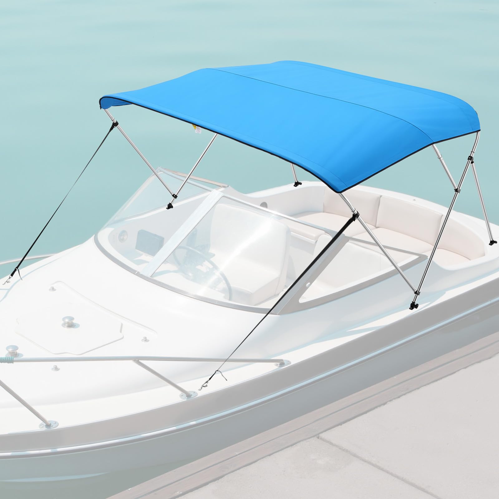 VEVOR Tendalino per Barca a 3 Archi Regolabile 182 x 117 x 137-152 cm, Tenda Parasole Telaio in Lega di Alluminio Tela di Poliestere 900D, Tendalino Tettoia Parasole Pieghevole per Barca a Vela Blu