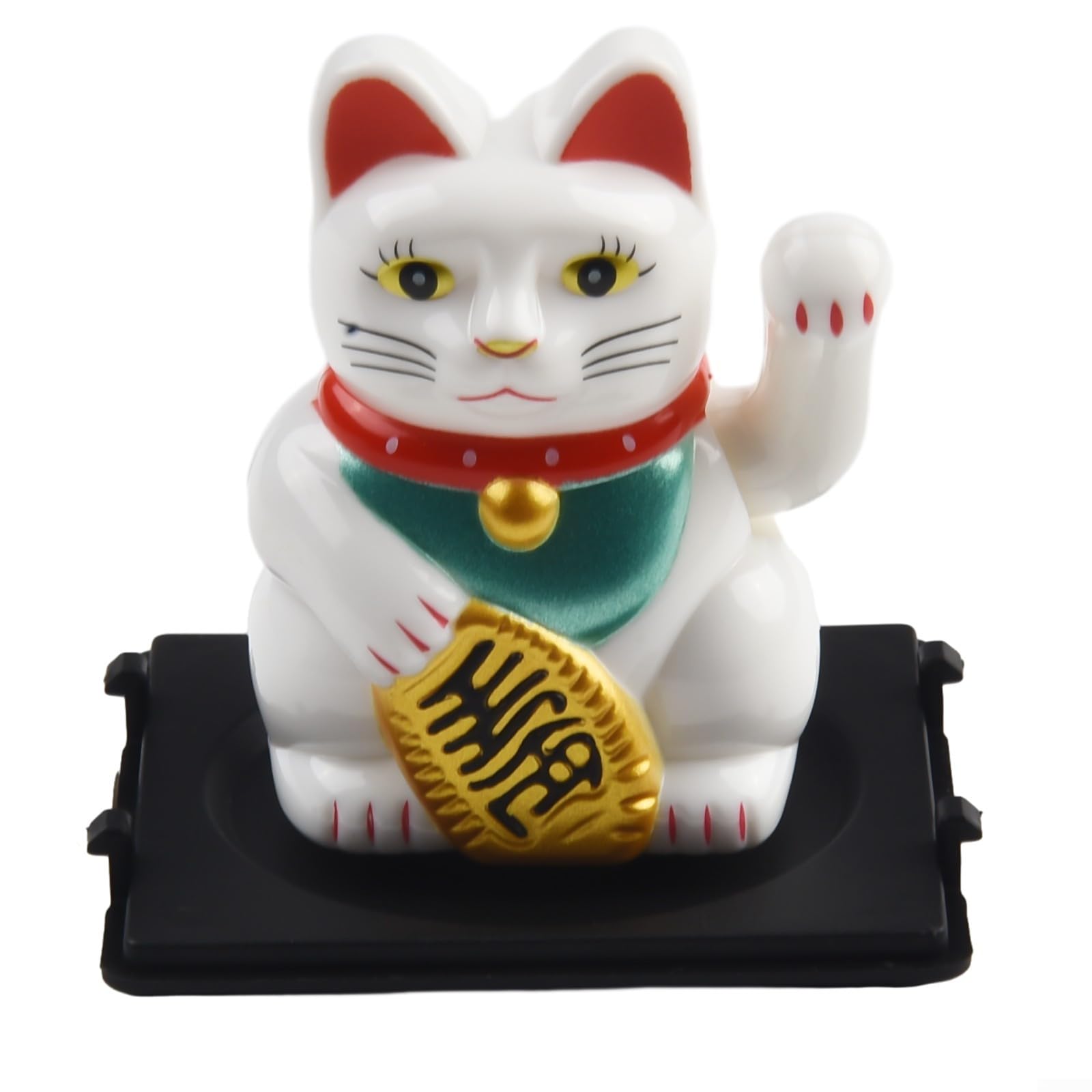 Solar Waving Lucky Cat, Automatic Waving Lucky Cat, Solar Lucky Cat Black, Vivid and Lovely Chinese Cat, Solar Fortune Cat Statue for Decorating Front Desk, Car, Business Openings