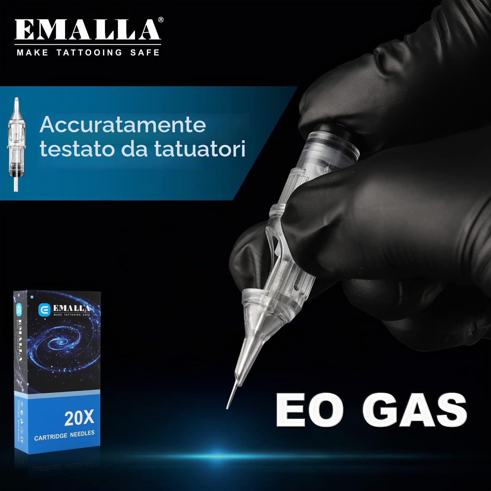 Emalla Aghi Cartuccia 100pcs #12 Mix Tatuaggio Monouso Sterili