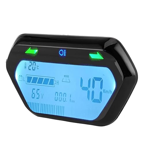 Miniatura 8 de Aramox Velocímetro digital universal para motocicleta, tacómetro de 48 V60 V, fibra negra y de carbono, material ABS, pantalla de 8.1 x 8.5 pulgadas
