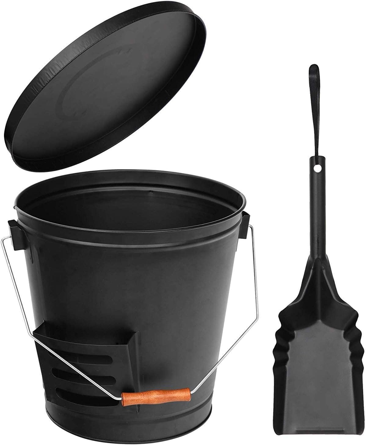 5 Gallon Ash Bucket with Lid and Shovel for Fireplace