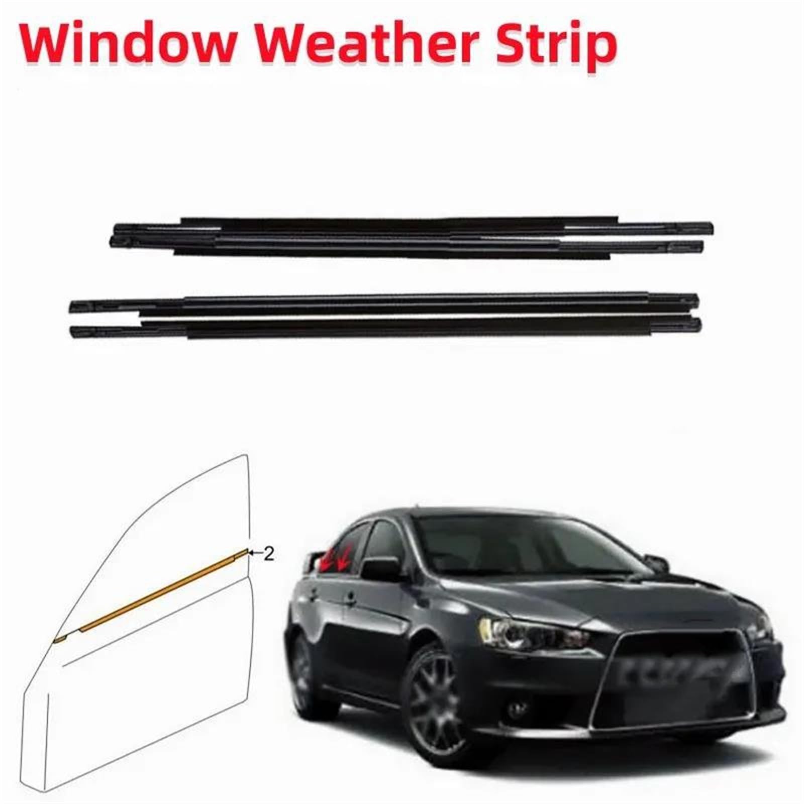 Guarnizione porta auto 4 pezzi striscia tenuta gomma finestrini in vetro per auto, impermeabile, per Mitsubishi per Lancer CY CX CZ 2007-2019