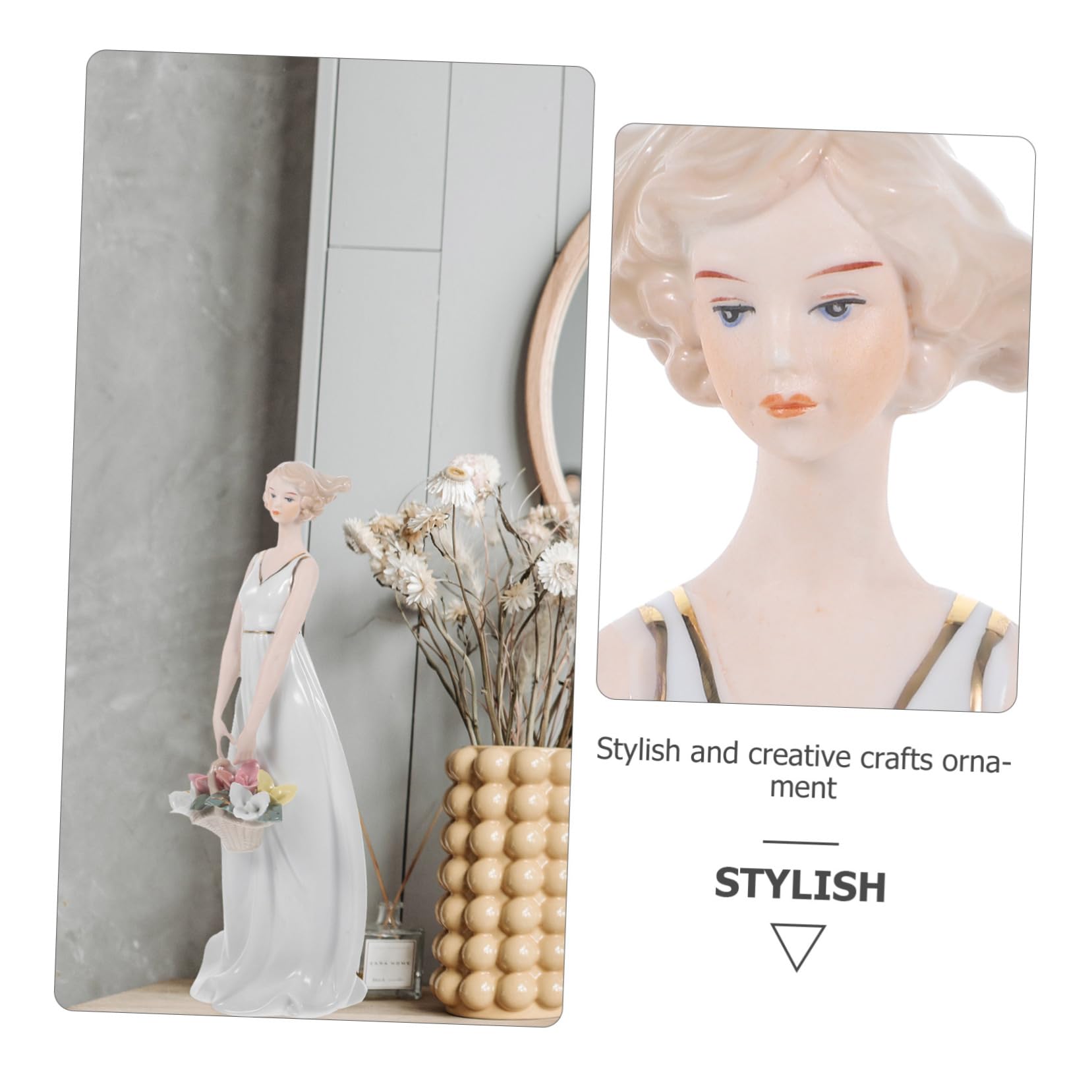 Figura de Personaje de Cerámica de Color Claro Elegante para Hogar