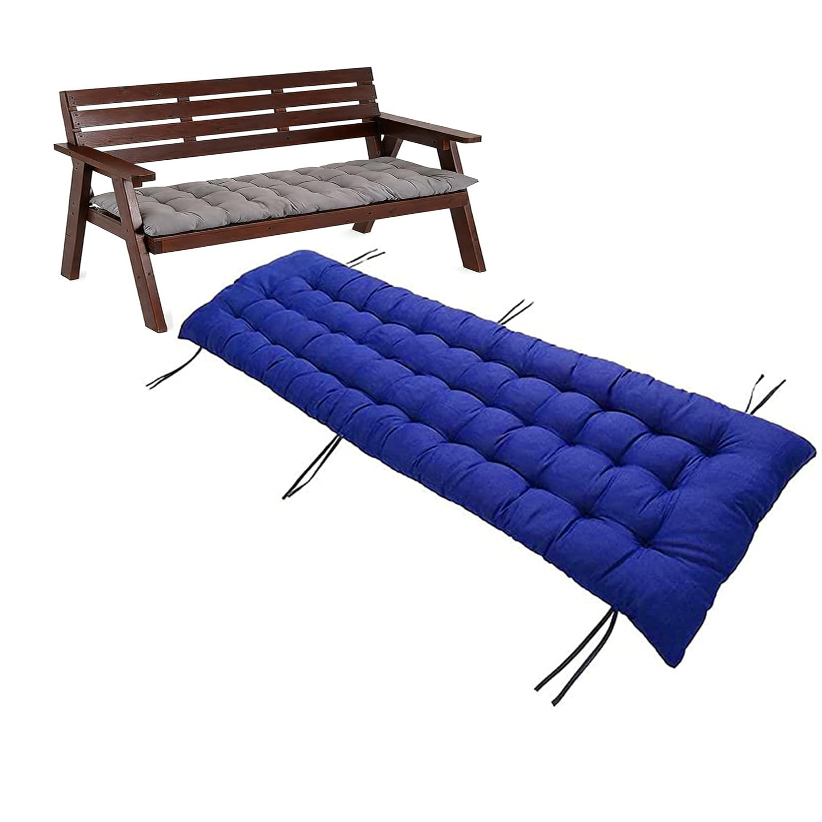 Pongpai Garden Bench Cushion for Indoor Outdoor Furniture, Soft Thick Seat Pad for Bay Window/Sofa/Loveseat, Non-slip, Easy Clean (Royal blue,53x110cm)