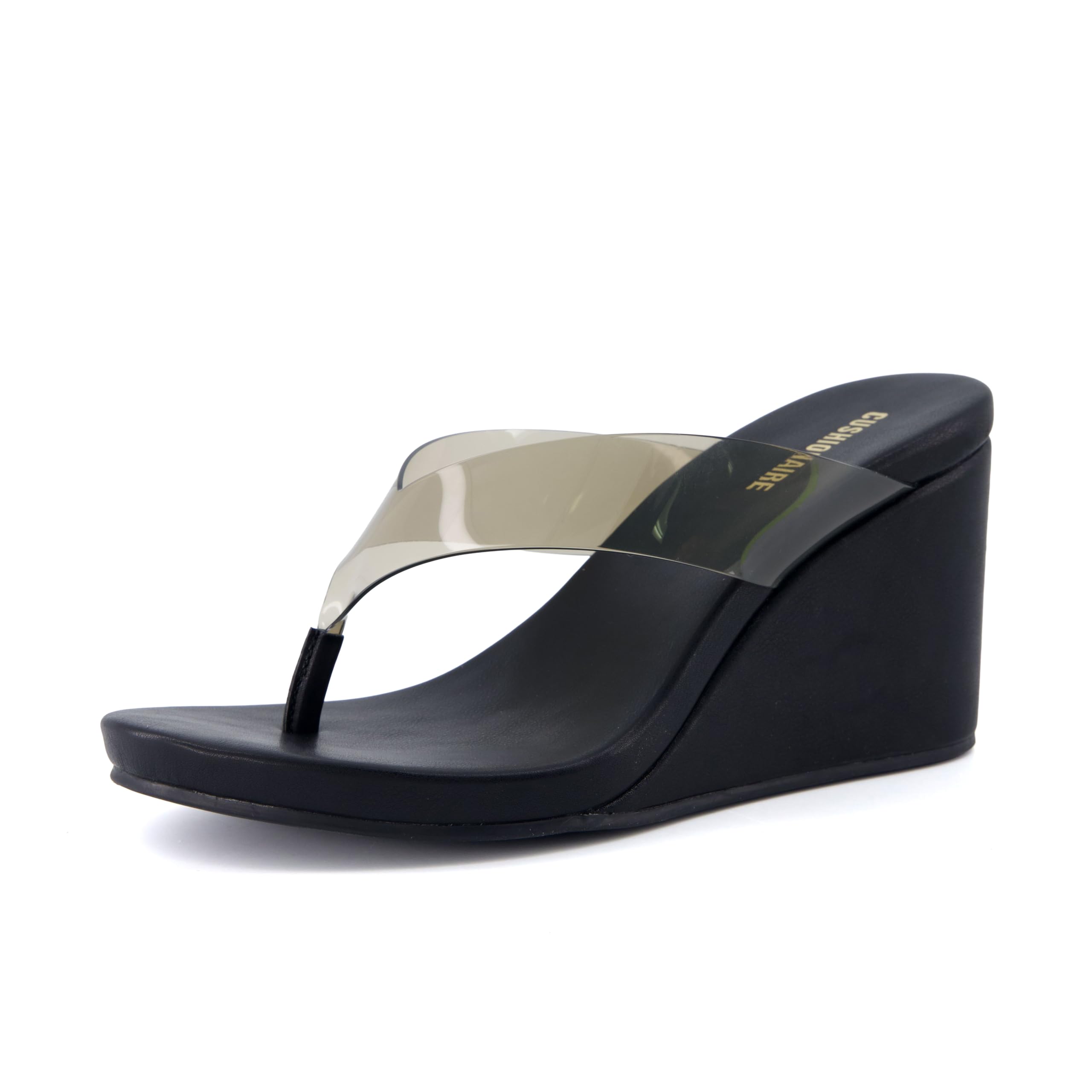 CUSHIONAIRE Bera Platform Thong Womens Sandals, Stylish Wedge Flip Flops for Women with Contoured Comfort Footbed