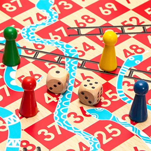Juego de Mesa Madera 2 en 1 Serpientes y Escaleras Ludo miniatura 5