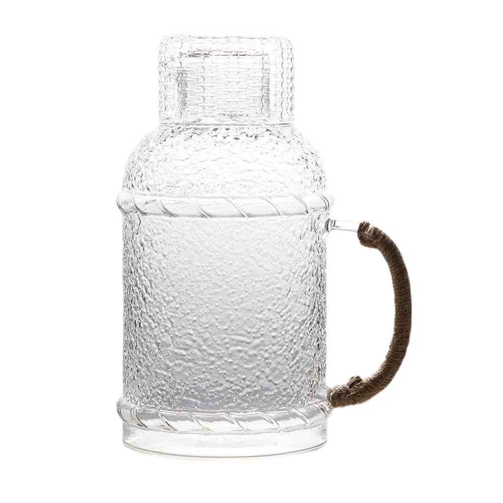 Carafe à eau de chevet Ensemble de théière en verre Transparent 2L pichet d'eau chaude froide pichet cafetière transparente bouteille d'eau bouilloire théière résistante à la chaleur