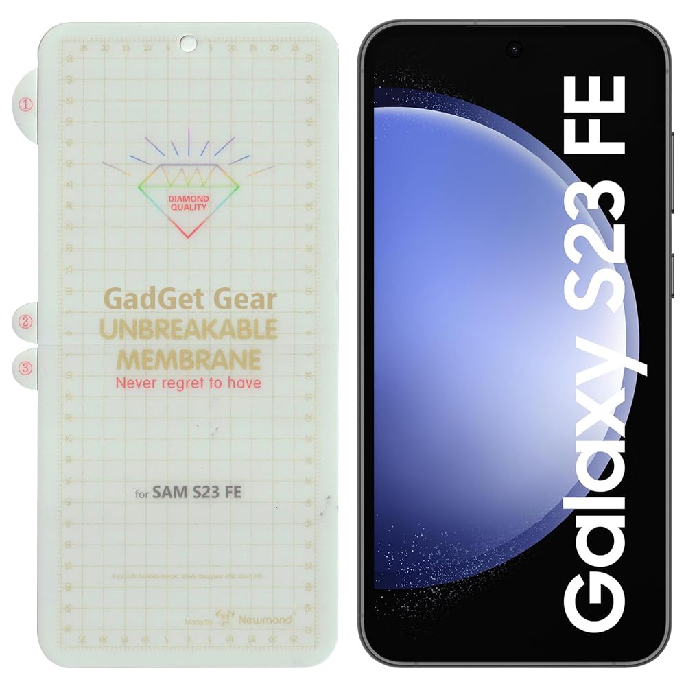 GADGET GEAR Samsung Galaxy S23 FE Clear Front Unbreakable Screen Protector Hydrogel Membrane Supports Fingerprint Scanner Covers Front Screen With Edge to Edge Coverage and Easy Installation (B0CLM1MMJS) Amazon Price History, Amazon Price Tracker