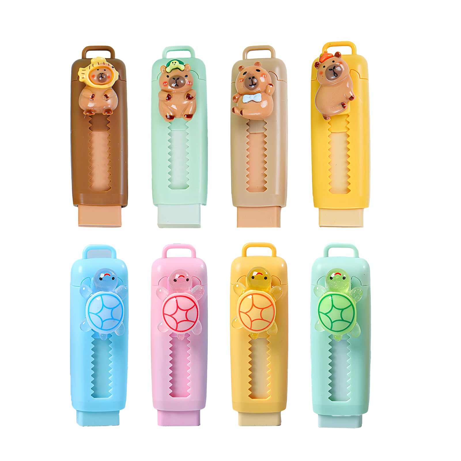 8 gomas de borrar retráctiles para niños, goma de borrar Capybara, para el aprendizaje diario y dibujar, borrar, regalos para niños, Navidad