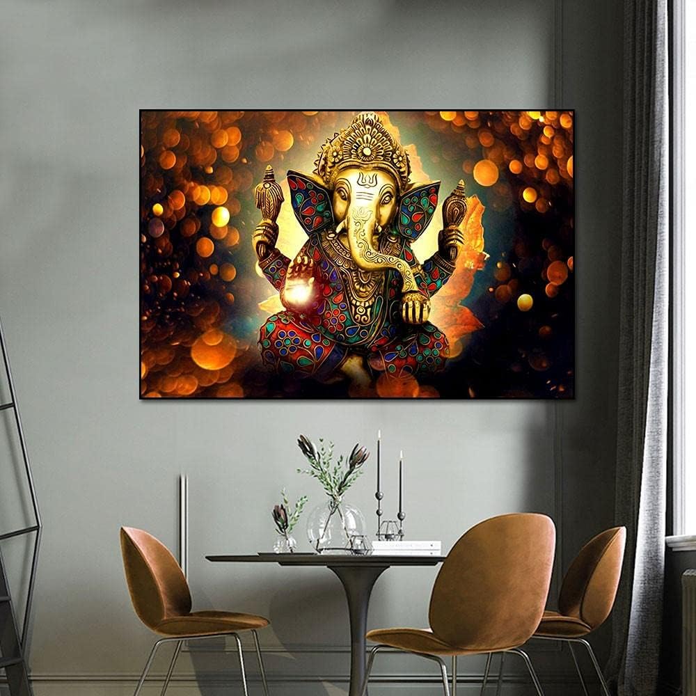 インド主ガネーシャデザインキャンバス絵画プリント北欧フームの装飾壁