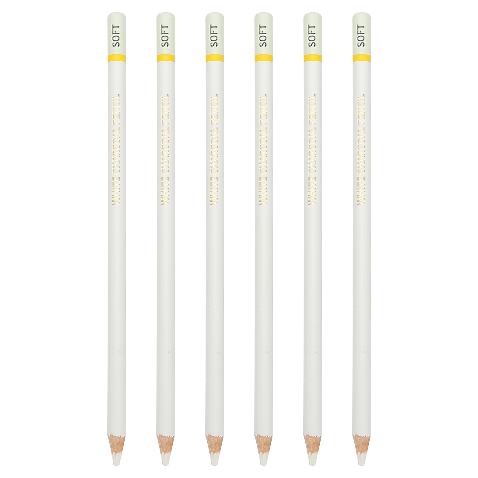 PATIKIL Soft Drawing Pencils for Sketching, 6PCS Sketch Pencils for Drawing Art Pencils Graphite Wood Pre-sharpened for Drawing Sketching Artist, Round, White Refill, White/Yellow Pole