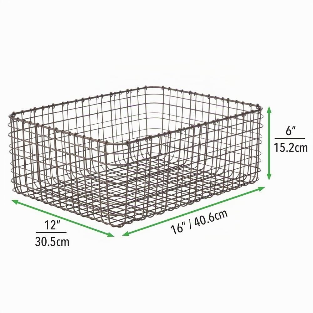 mDesign 6er-Set Allzweckkorb aus Metall – Aufbewahrungskorb für Küche, Vorratskammer etc. – kompakter und universeller Drahtkorb – bronzefarben