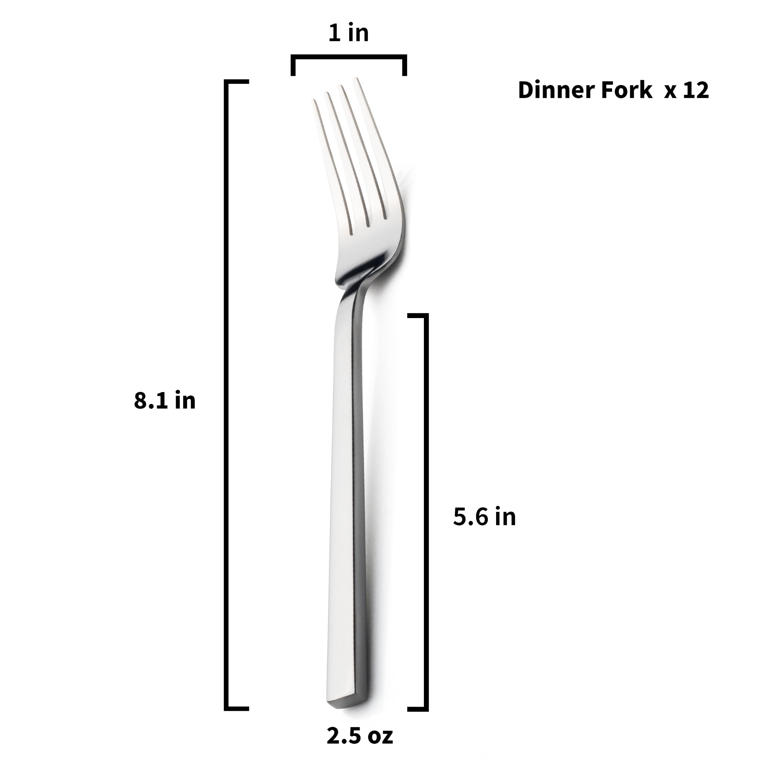 Alata Cube 12-Piece 8.1 Inches Forged Stainless Steel Dinner Forks, Mirror Finish, Dishwasher Safe — Amazon image 3