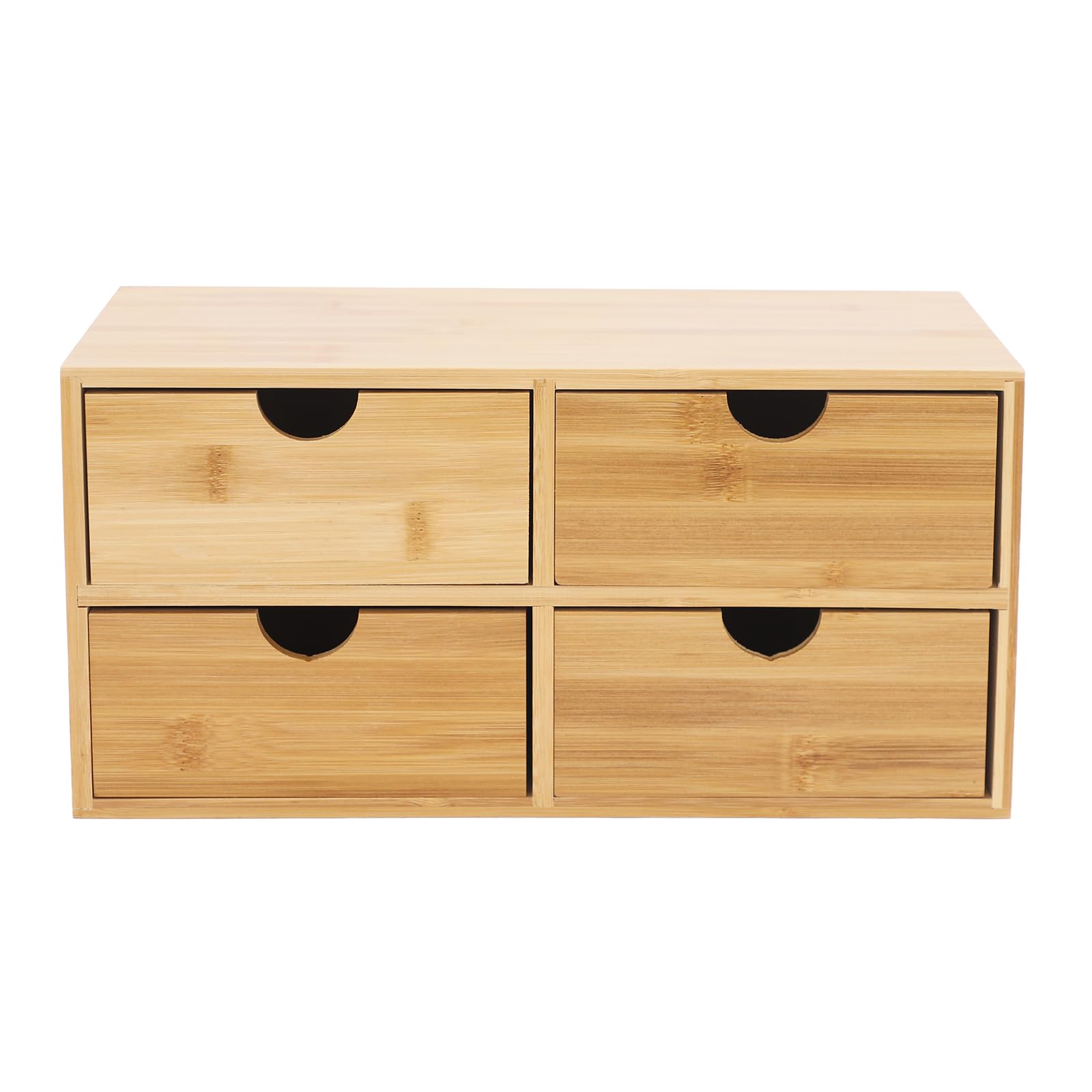 Pudełko do przechowywania artykułów biurowych, drewniane pudełko z 4 przegródkami, 33 × 19 × 16 cm, duży organizer na biurko, nadaje się do salonu, sypialni, gabinetu, biura i akademika