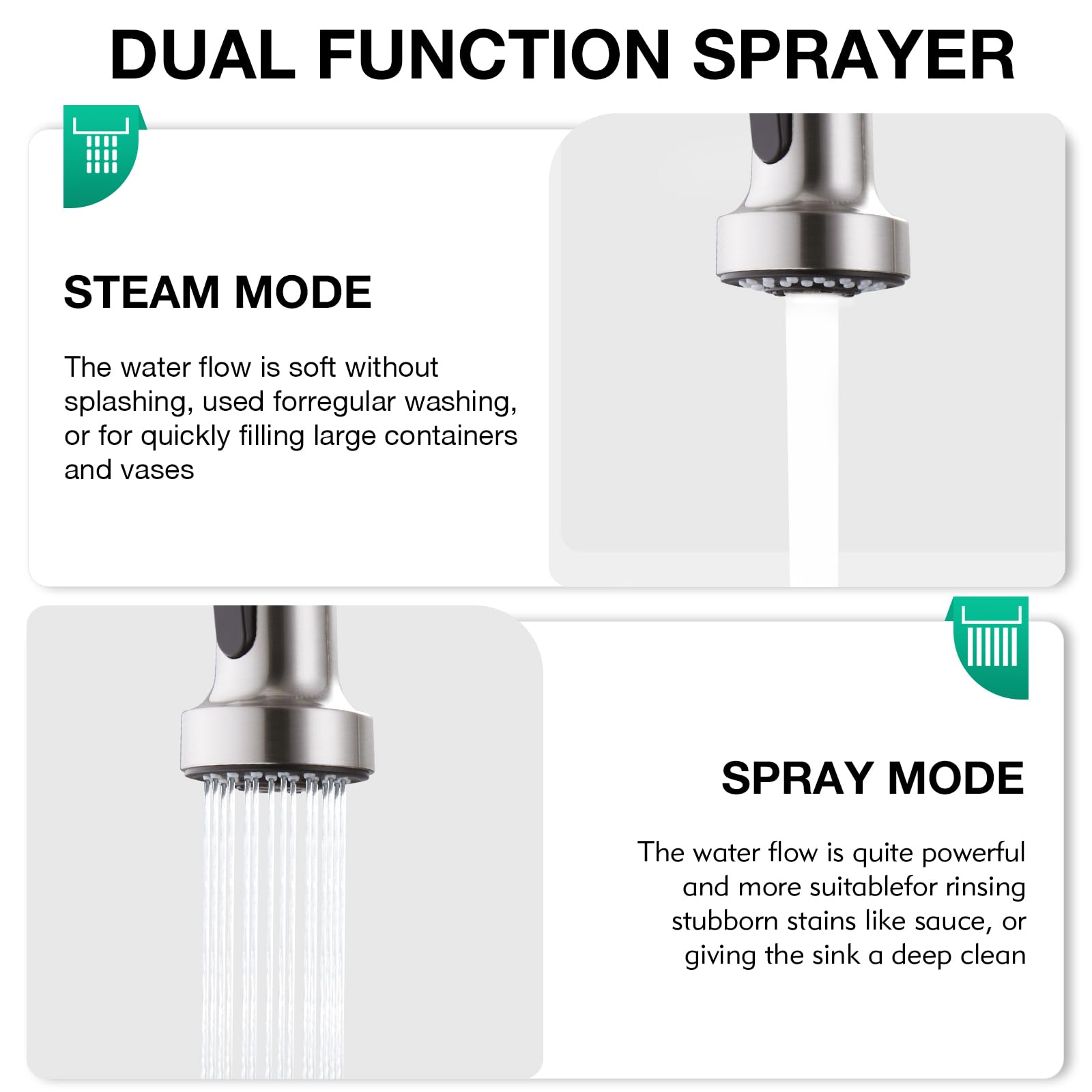 CREA 3 Vie Rubinetto Cucina con Spirale Molla e Doccetta estraibile per I Sistemi Osmosi Filtro L'acqua Potabile Acqua, 3 in 1 Miscelatore Monoleva Monocomando per Lavello, spazzolato