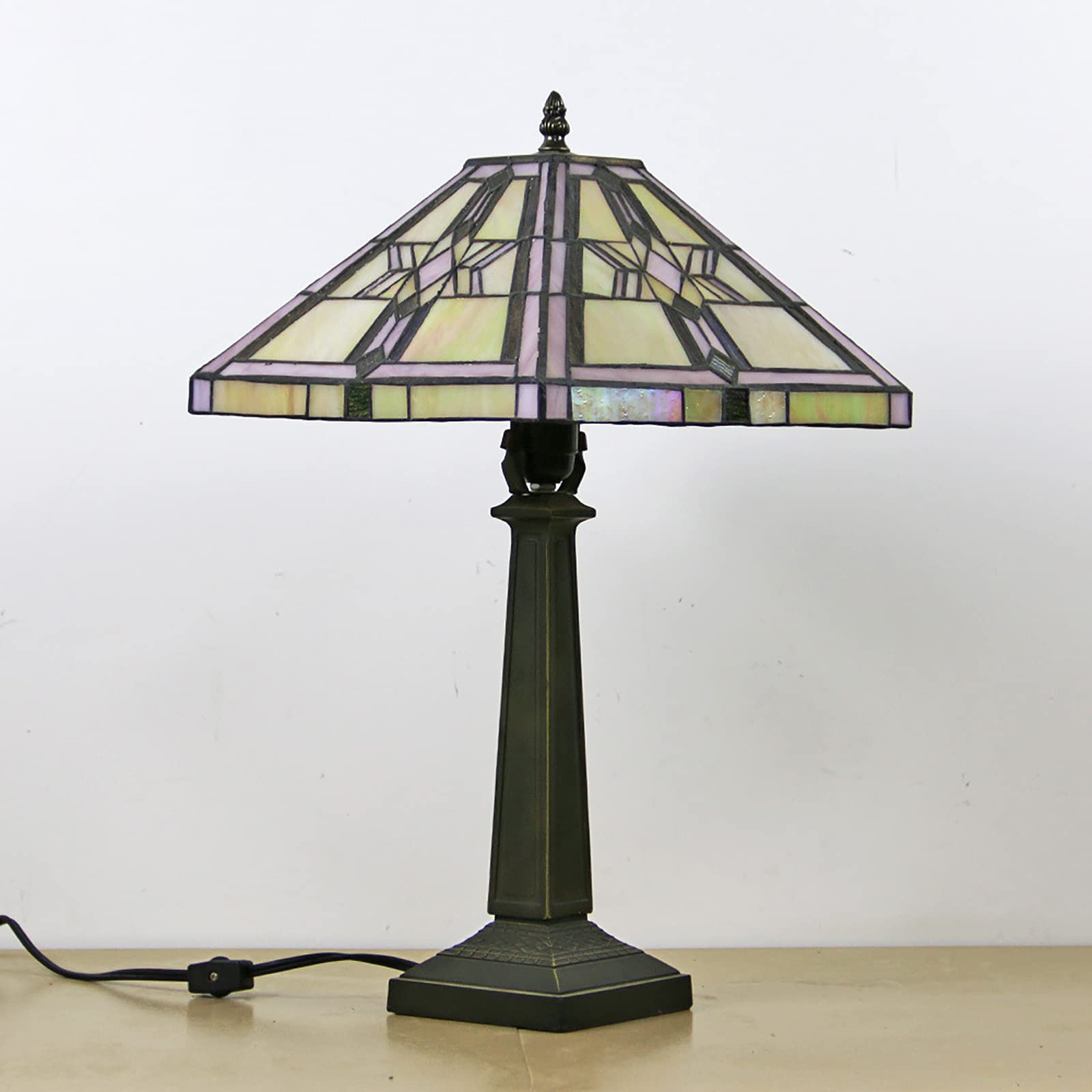 Lampada da scrivania in Stile Pastorale Lampada da Tavolo Tiffany Lampada da Lettura Paralume in Vetro colorato Giallo Base in Lega per Soggiorno Camera da Letto,A Needed