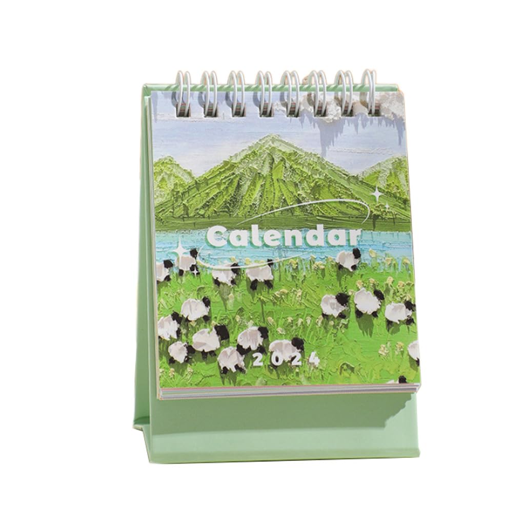 スタンディングフリップ卓上カレンダー ミニ卓上カレンダー小さなレトロなヨーロッパスタイルの花カレンダー 2024 素敵なポータブルカレンダー学生オフィスデスクアクセサリー 2023-2024 カレンダー