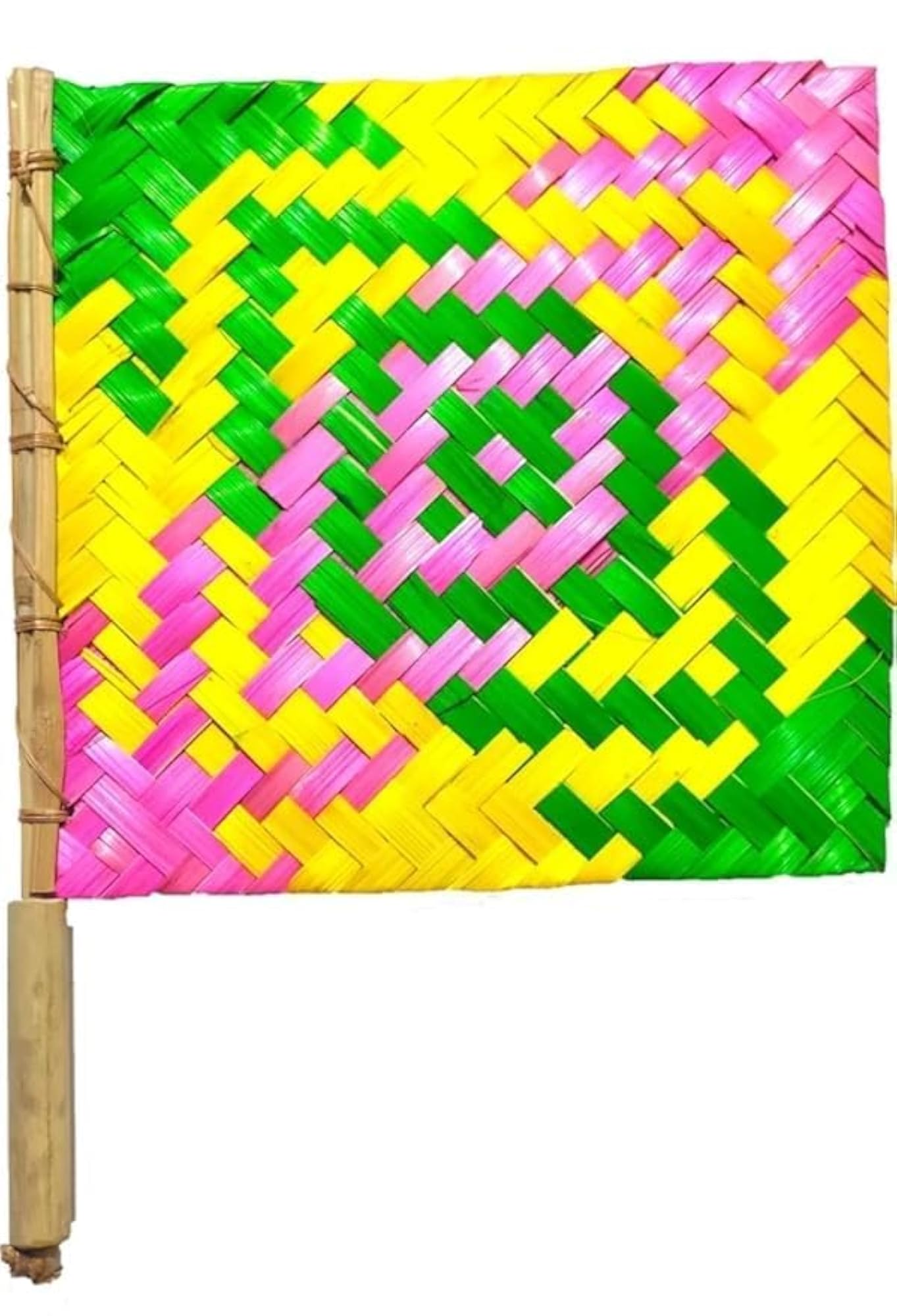 Handmade Crafting Fan Set of 4, Bamboo and Knitted