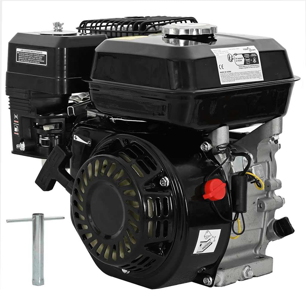Mangloder - Motore a benzina a 4 tempi, 6,5 CV, 4,8 kW, nero, 196 cm3, con avviamento a fune, silenziatore, per generatore, generatore di corrente di emergenza, giardino, costruzione
