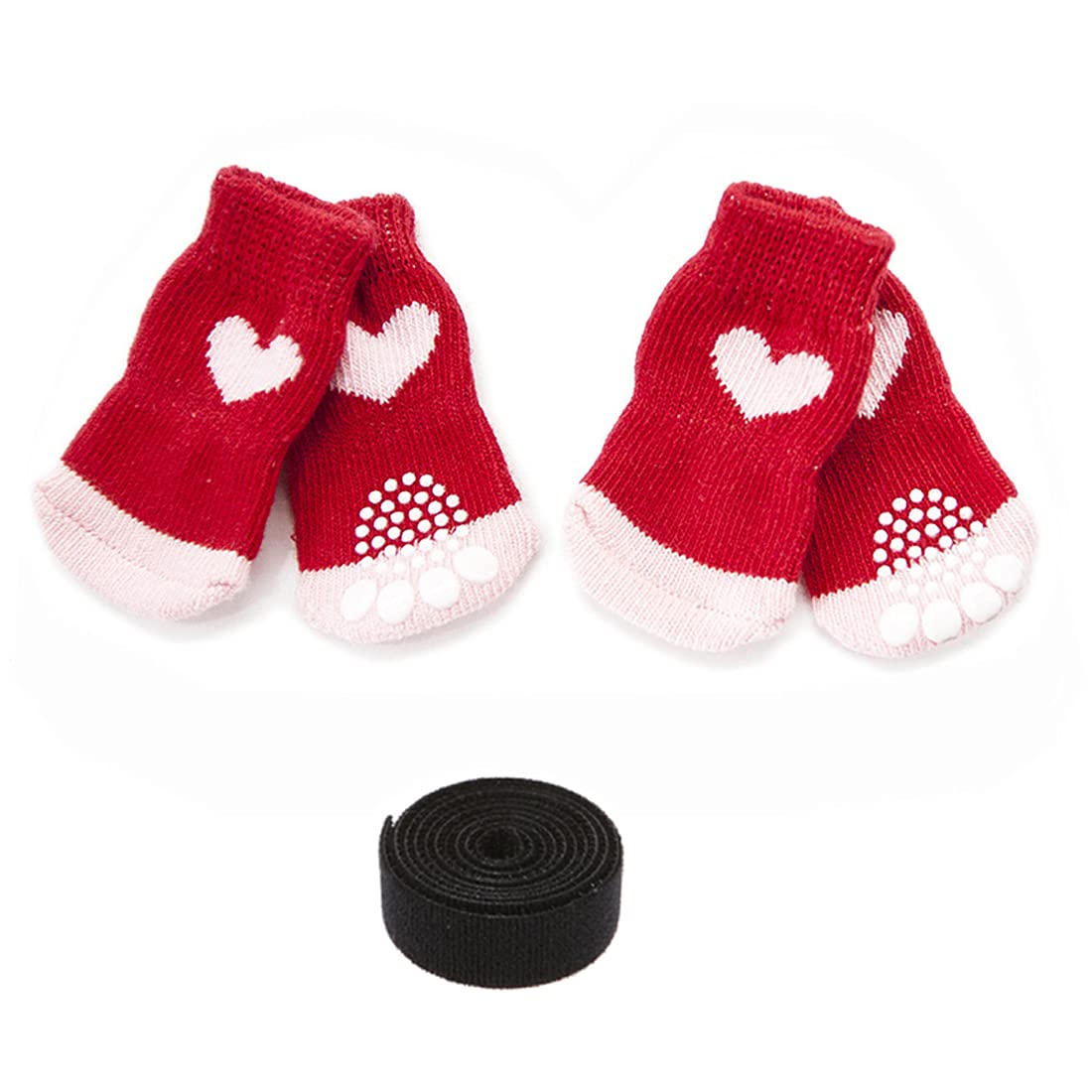 KUTKUT Anti-Slip Small Breed Dog Socks with Paw Pattern | Pet Paw Protector Puppy Socks with 4 Pieces Adjustable Straps | Socks for Shishtzu, Maltese, Chihuahua etc (Size: L, Height 9 cm, Width 4 cm) (B098TPV31C) Amazon Price History, Amazon Price Tracker