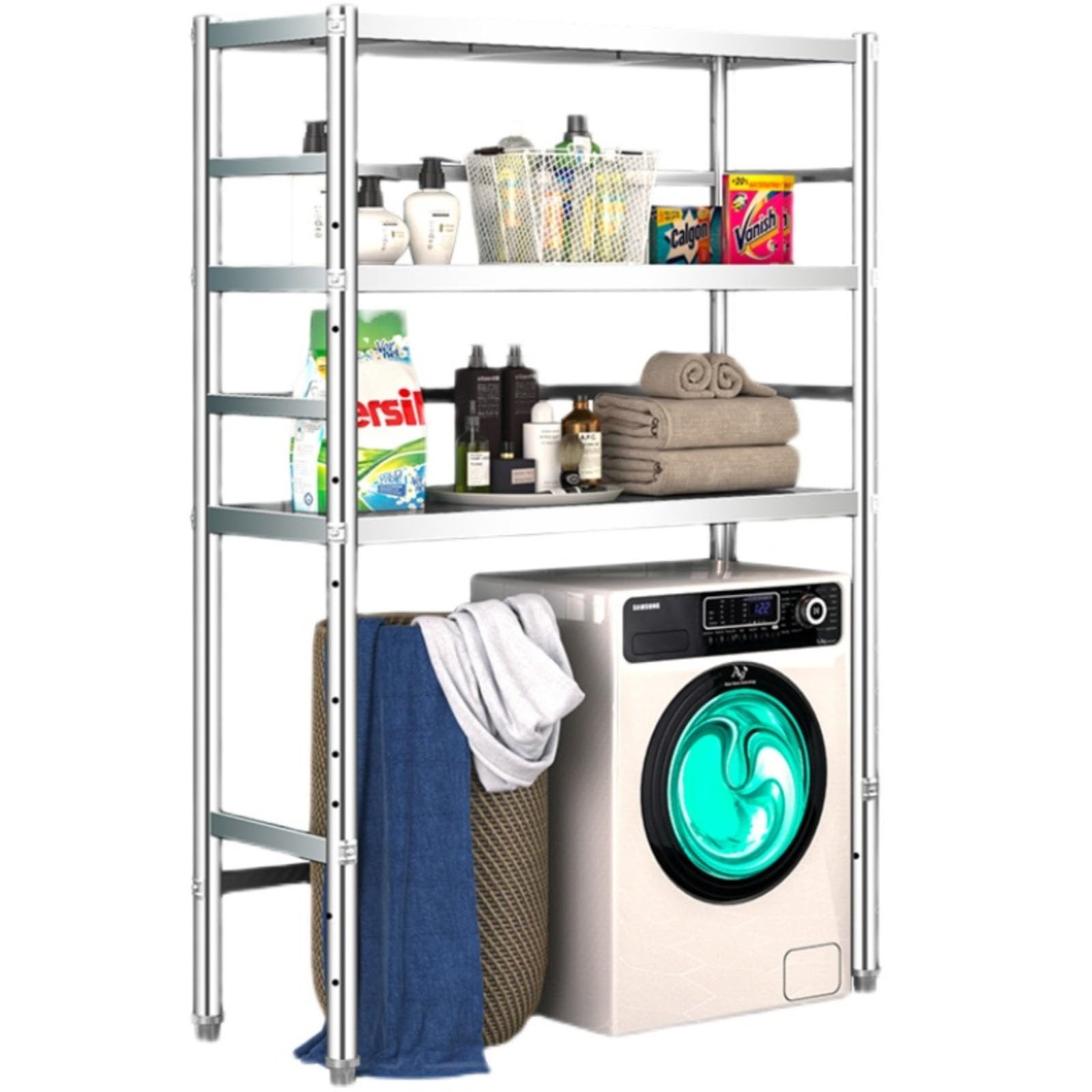 Organisation et rangement de la buanderie avec supports pour laveuse