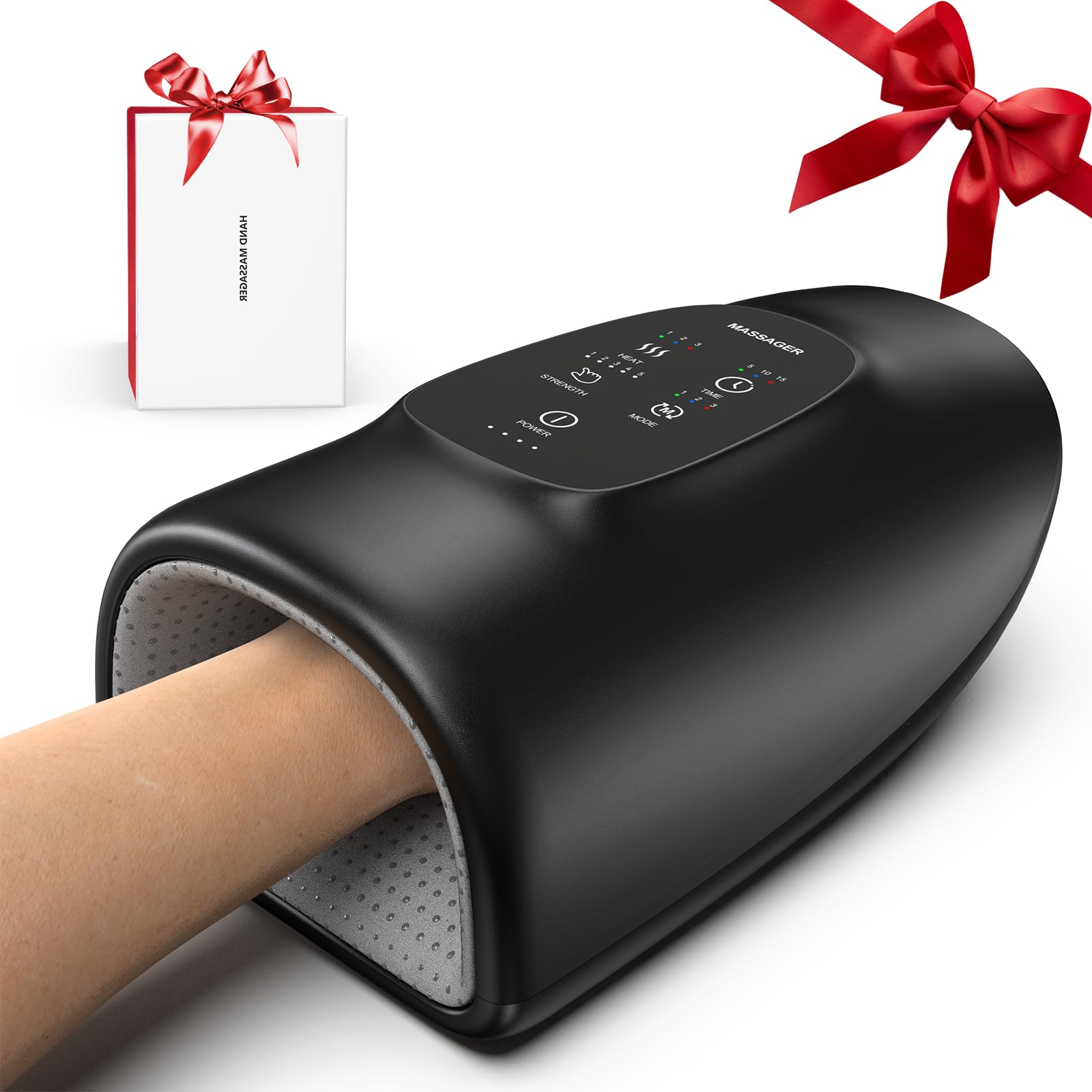 Masajeador de Manos con Calor y Compresión, Alivia Dolor de Artritis y Síndrome del Túnel Carpiano, Masaje Relajante para Muñecas y Dedos, Regalo para Hombres, Mujeres