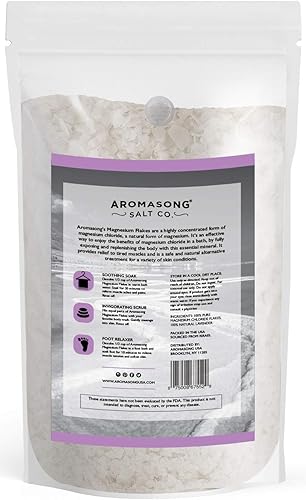 Miniatura 8 de Aromasong Copos de magnesio del mar muerto, paquete resellable de 12 libras con copos de magnesio de 3 libras con lavanda 100% natural para