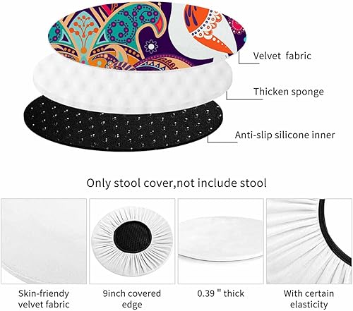 Miniatura 4 de Swono Funda de cojín redonda para silla de bar, 1 paquete de fundas elásticas para taburetes de barra redondas, fundas elásticas para asiento de