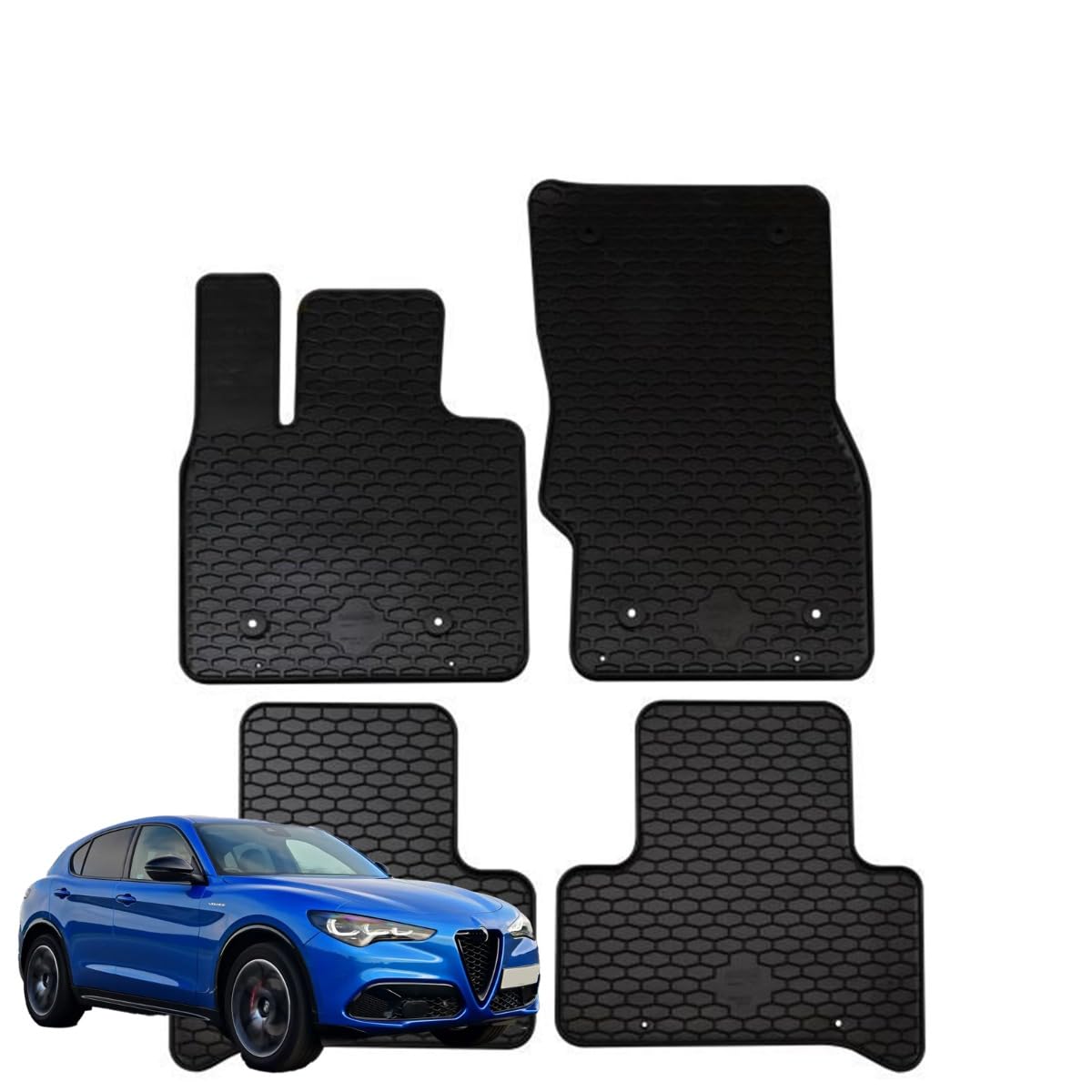 TAPPETI - TAPPETINI IN GOMMA 3D TPE NERI PER ALFA ROMEO STELVIO dal 2022 in poi