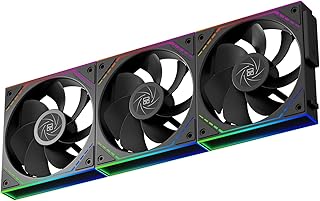 Thermalright TL-M12QR X3 120 mmCPUコンピュータ性能級風圧ファン、逆送風、ワイヤレス接続ブロック式CPUファン、PWMインテリジェント温度制御、ARGB無制限フレーム設計、1500 RPM回転速度、シャーシ放熱静音-黒、電源チップモジュール簡略化理線、3連パックパッケージ